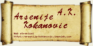 Arsenije Kokanović vizit kartica
